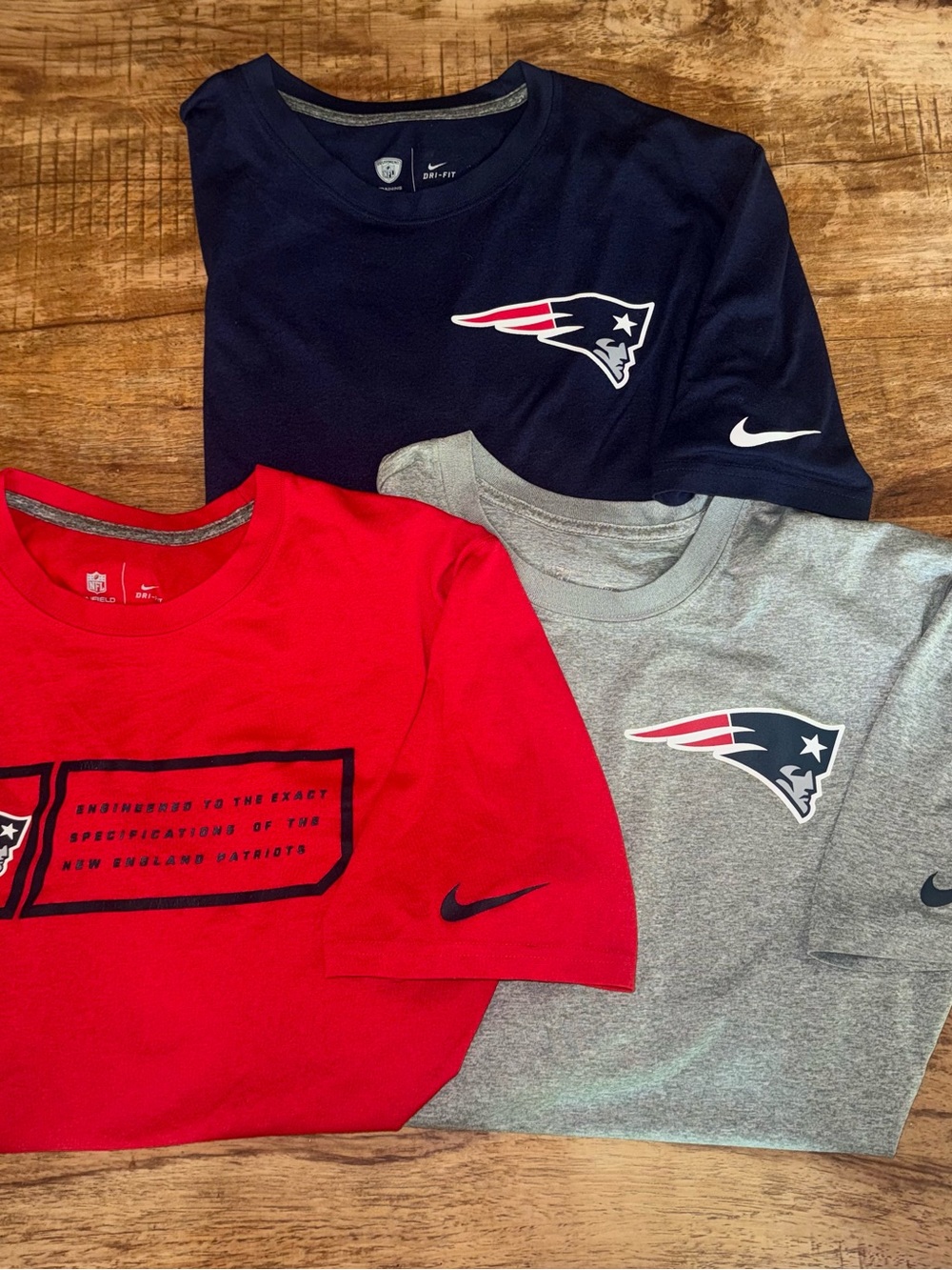 3 Nike New England PATRIOTS NFL Dri-Fit T-shirt Men's XL Dri-Fit tees Red Blue